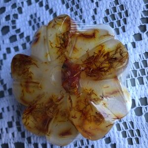 Handcrafted Floral Soap with Dried saffron and with a Genuine Carnelian Crystal